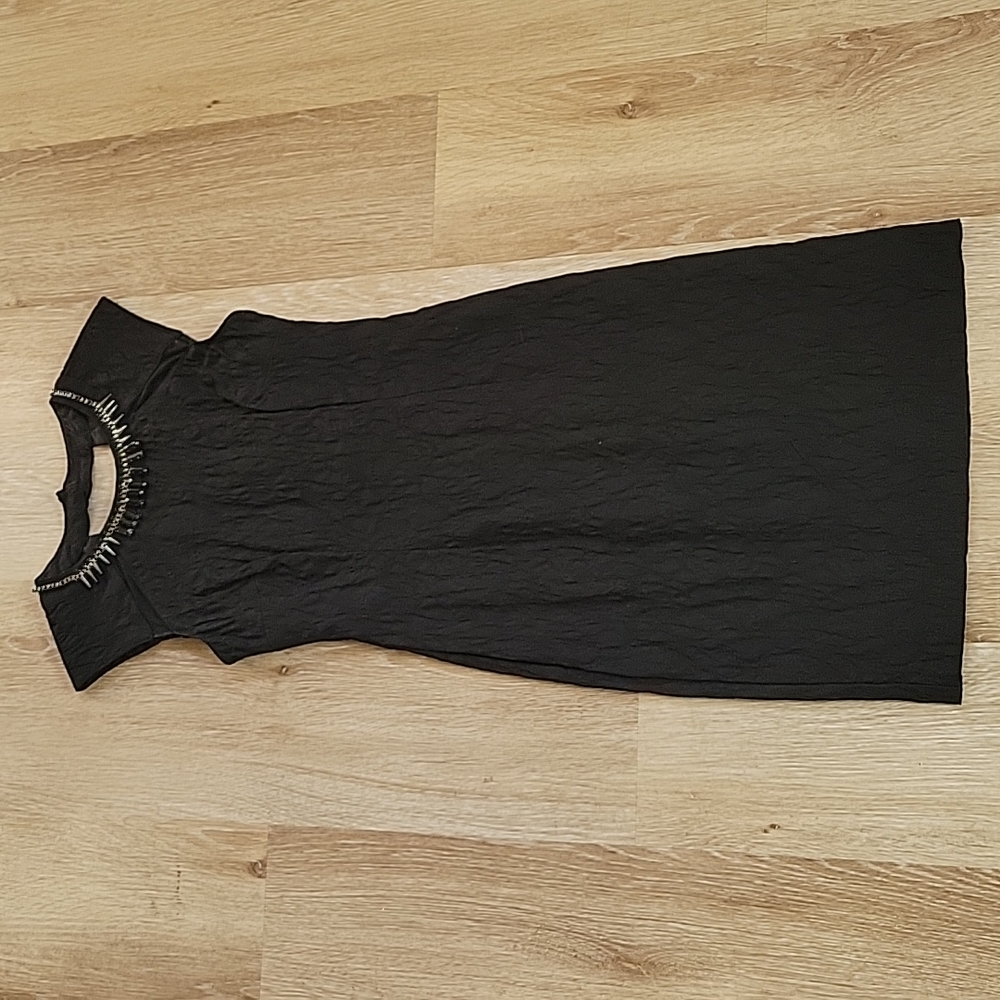 Bisou Bisou little black dress textured jewel neckline